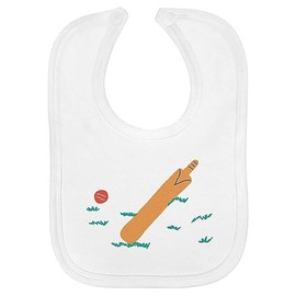 Azeeda 'Cricket bat and ball' Soft Cotton Baby Bib (BI00053016)