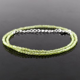 Natural Peridot Gemstone Full Beaded Choker Necklace, Chakra Healing Crystals, Silver Plated Chain, Gift for Women, Birthday, Gemstones Jewelry, Statement Necklace 18 inch