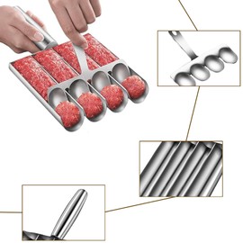 Stainless Steel Meatball Maker Kitchen Quadruple Meatball Maker Kitchen Meatball Maker With Cutting Spade Stainless Steel Kitchen Manual Meatball Maker For Fish Balls, Meatballs, Crab Balls, Dough