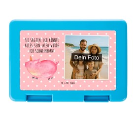 Mr. & Mrs. Panda Personalisierte Foto Brotdose Einhorn Schwein - Rot Pastell