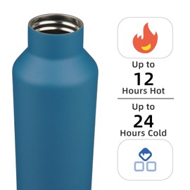 Insulated Water Bottle with Straw,25 OZ Double Wall Vacuum Stainless Steel Water Flask with 2 Lids,Ocean Blue