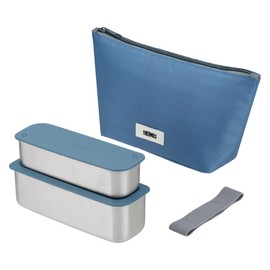 Thermos DSA-605W GNV 2-Tier Slim Fresh Lunch Box, 21.8 fl oz (635 ml), Gray Navy