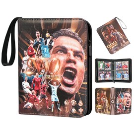 Oirigaga Football Trading Card Album, 4 Pockets, Football Cards, Scrapbook, 400 Cards, Collector's Folder, Collector's Book with Zip, Carry Handle, 50 Sleeves, Sports Cards, Book Folder