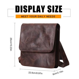 Leathario men's crossbody bag Leather shoulder bag for men messenger Retro PAD Bag Satchel Sling Travel Work