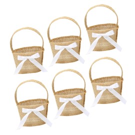 SHOWERORO 6pcs Mini Woven Basket Hanging Picnic Baskets - Bridal Flower Basket, Easter Egg Basket, Stuffers for Kids, Bride Linen to Weave Snack