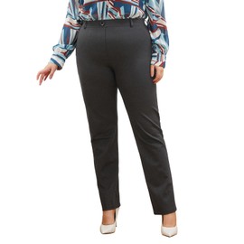 Plus Size Women's Straight-Leg Dress Pants - Slacks for Business Casual,Work Clothes for Office Grey-D 2XL