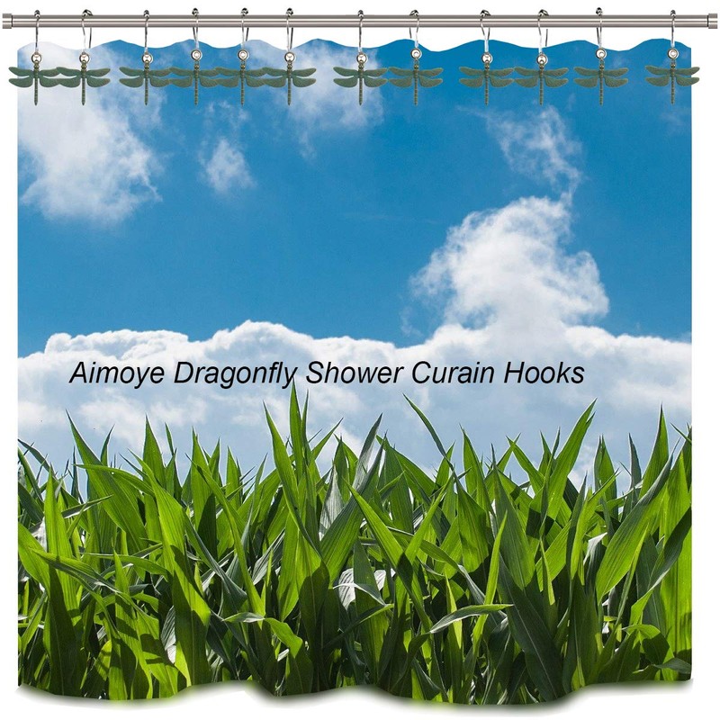 Antique Green Dragonfly Shower Curtain Hooks - Decorative Shower Hooks