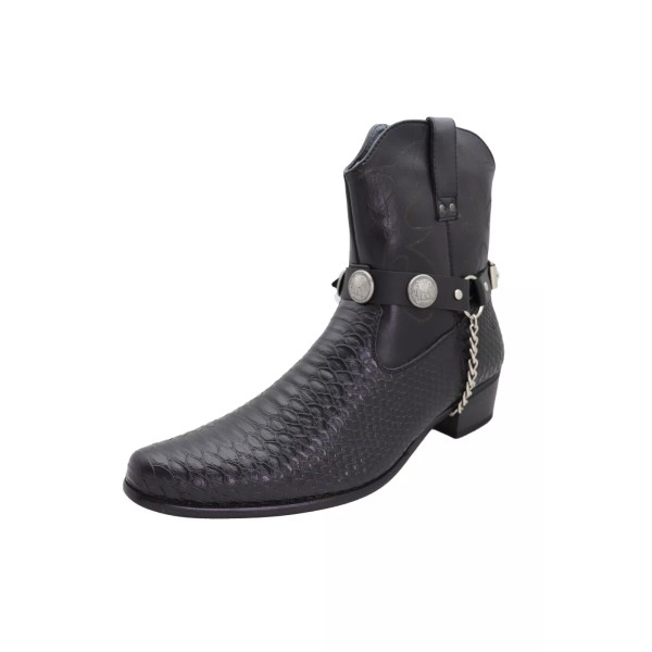 Unbranded Men Women Boot Pair Black Faux Leather 2 Straps