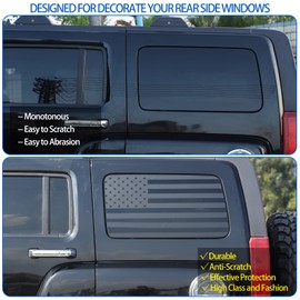 Rear Side Window American Flag Decals Fit for 2005-2009 Hummer H3, Tailgate Side Window Sticker, American Flag Rear Side Window Decal Sticker Accessories, 2PCS (Black)
