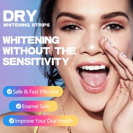 Teeth Whitening Strips, Whitening Teeth Set with 28 Sensitive Dry Strips for 14 Applications, Effective Removal of Smoke, Coffee and Wine Stains, Teeth Whitening for a Radiant Smile