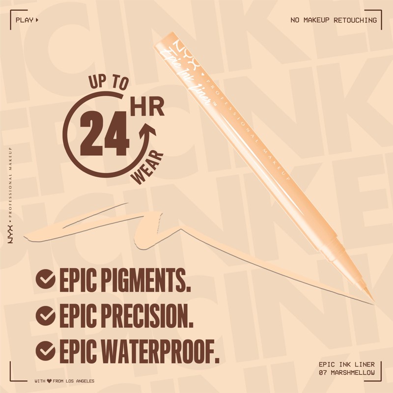 NYX Professional Makeup Epic Ink Eyeliner, Highly Pigmented Felt Tip