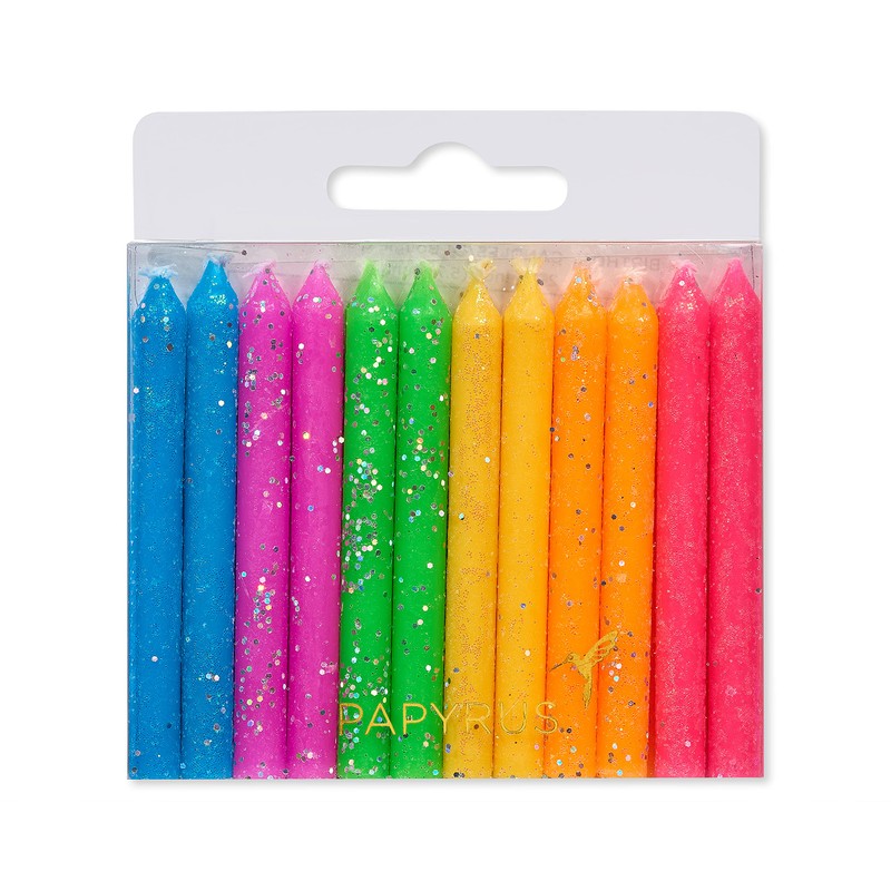 Papyrus Birthday Candles, Neon Glitter (24-Count)