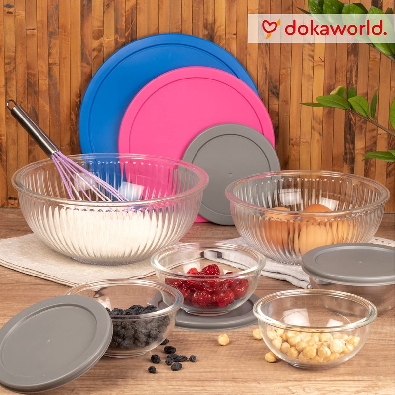 dokaworld Set of 6 Stackable Space-Saving Nesting Glass Bowls with