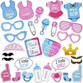 Baby Shower Photo Booth Boy/Girl, Baby Shower Props for Baby Gender Reveal Party, Baby Shower Decoration Boy, Party Photo Booth Accessories for Baby Shower Party