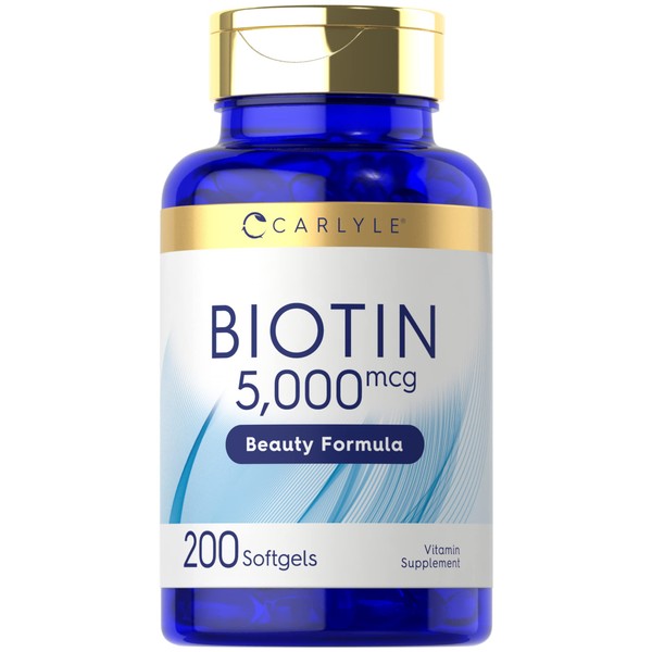 Carlyle Biotin 5000mcg Softgels | 200 Count | Vitamins for