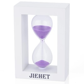 JIEHET Hourglass Sand Timer 5 Minute, Hour Glass with Sand Clock Wooden Decorative for Home, Desktop, Classroom, Kitchen, Restaurant, Office, Living Room Decor (Purple Sand)
