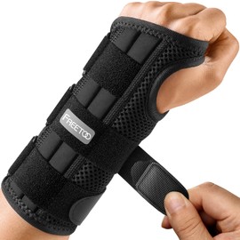 FREETOO Doctor Approved Wrist Splint, Strong Support Wrist Support with 3 Splints, Adjustable Extended Wrist Bandage for Carpal Tunnel Syndrome, Tendonitis, Arthritis, Fractures