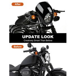 AILMOTO Motorcycle Front Fairing Headlight Cowl Compatible for Harley Davidson Sportster Dyna XL/FX with 39mm Narrow Glide Forks 1973-2024, Glossy Black