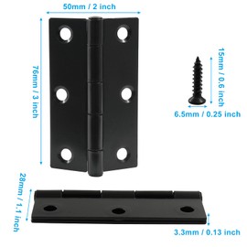 Cjueiom 10 Pcs 3 Inch Black Door Hinges Heavy Duty, Butt Hinges with 60 Screws, Hardware Hinges for Doors, Windows, Closet, Drawer, Boxes