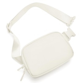 Belt Bag Fanny Pack Crossbody Bags for Women Two-Way Zip Closure Fashion Waist Packs with Adjustable Strap Teen Girl Gifts Trendy Stuff Gifts for Women Teenage Girls (Ivory)