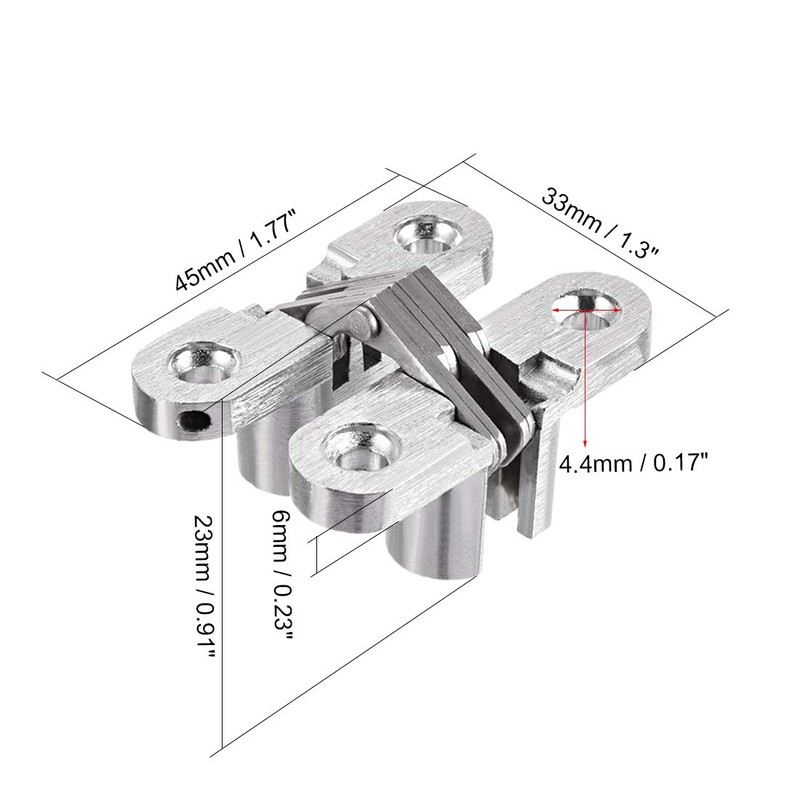 sourcing map 2pcs Invisible Concealed Cross Hinges Wooden Doors, Zinc