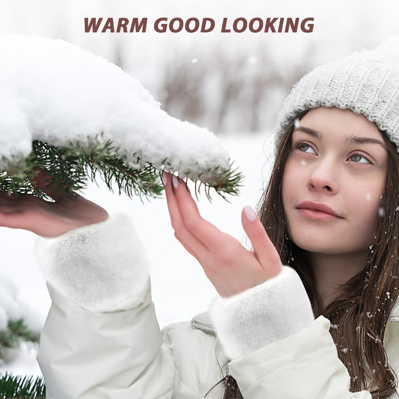 NyxSeat 2 Pairs of Sleeves, Fluffy Warm Gloves, Fur Gloves,