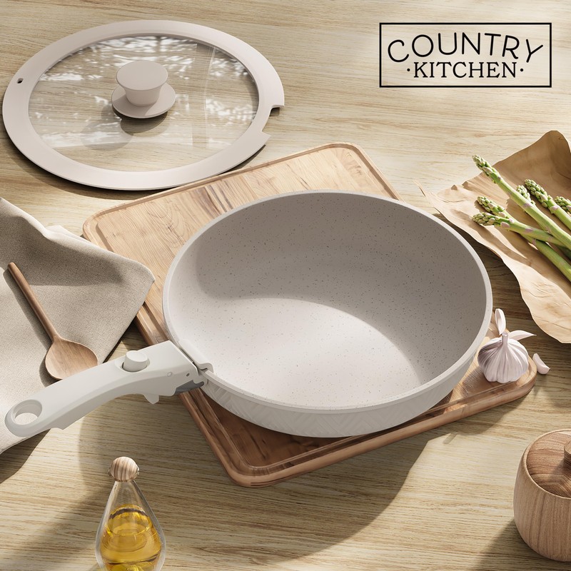 Country Kitchen Cookware Set with Removable Handle, Oven & RV