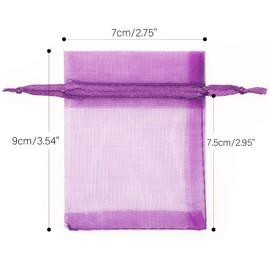 G2PLUS Purple Organza Gift Pouches, 7x9 CM Small Organza Favour Bags, 100 PCS Wedding Jewelry Bags, Clear Mesh Pouches Perfect for Wedding, Christmas, Birthday, Anniversary