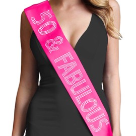 50 & Fabulous Women's Rhinestone Sash 50th Birthday Gifts For Women Magenta