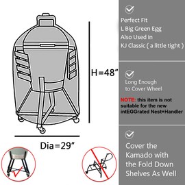 KAMaster 29 in Grill Full Cover for Large Big Green Egg,Kamado Joe Classic Ceramic Grill,29 Inch Dia Waterproof Outdoor Grill Cover Smoker Accessories Long Enough to Cover Wheel