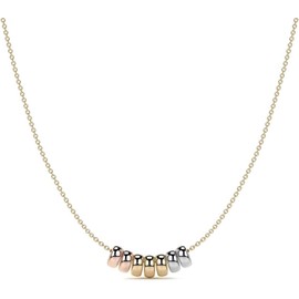 Cadena de Oro 14K Y 10K Mujer de 45 cm Collar Italiano Fino con Aros Tricolores Gargantilla Elegante con Broche de Argolla Collares para Mujer de Joyería Fina