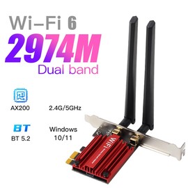 REKONG AX200 WiFi 6 PCIe Card PCE-AX3000, 3000Mbps Dual Band (5GHz 2400Mbps+2.4GHz 574Mbps), Bluetooth 5.2, MU-MIMO OFDMA WPA3, Low Profile Bracket, Gaming Desktop PC Windows 10/11