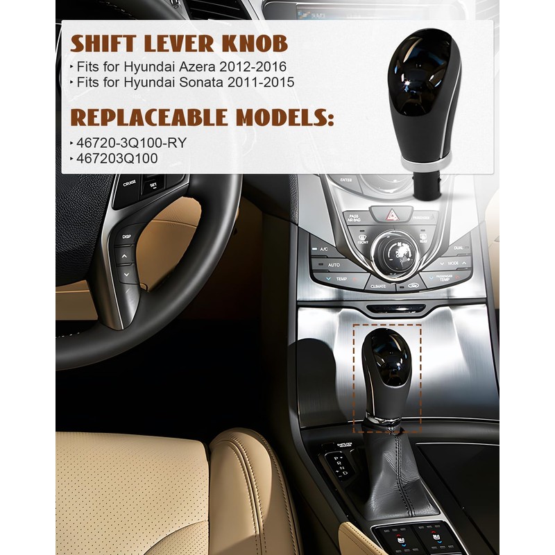 JUQAFY Auto Gear Shift Lever Knob Fits for Azera 2012