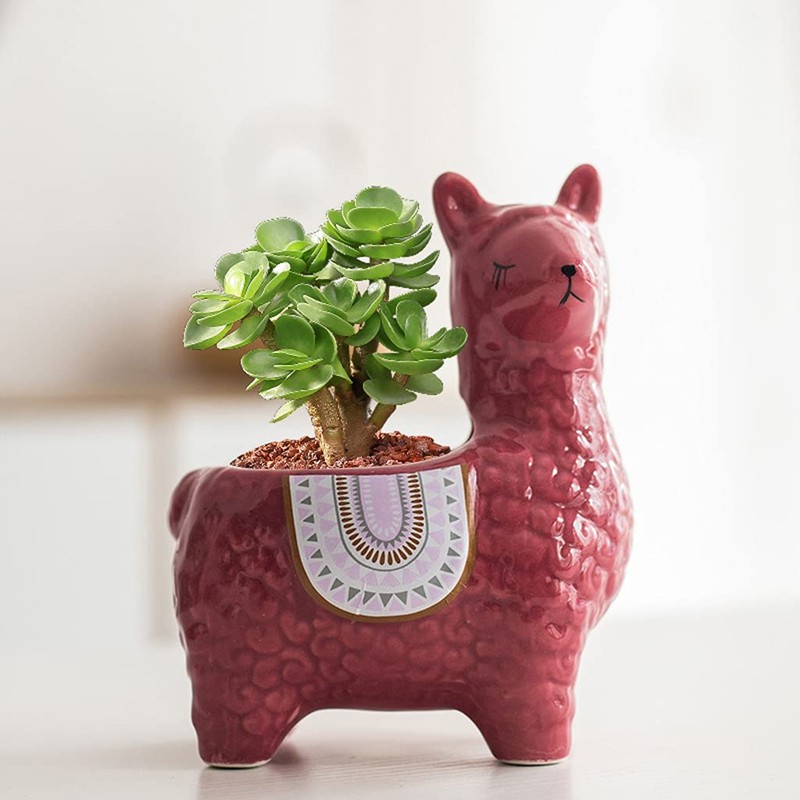 Diarypiece Beautiful Alpaca Flower Pot Planter Flower Pot for Windowsill,