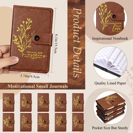 Spakon 100 Pcs Christian Gifts Bulk Include Leather Bible Study Notebook Verse Ballpoint Pen Prayer Journal Religious God Notepad for Men Women Church Sunday School Gifts (English Aesthetics)