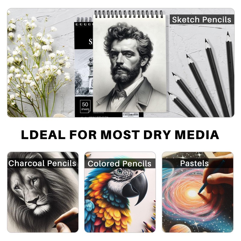Artecho A4 Sketch Book, 200gsm Hardcover Spiral Bound Sketch Pad,