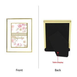 Laura Ashley 2x3 White Enamel Picture Frame, Gold Metal Edge with Easel, for Countertop, Counterspace, Tabletop Display, Bookshelf, Desk, Wall Décor, Photo Gallery (2x3, White W/Gold)