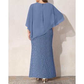 Mother of Bride Dress Plus Size Dusty Haze Blue Women Formal Wedding Guest Evening Gown Lace Long Bridesmaid Prom Dress