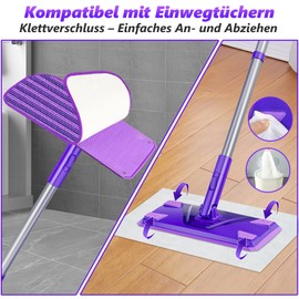 EHADOO Floor Mop for Floor Cleaning: Mop for Laminate Wood Tiles Vinyl Floors - Wet Dry Dust Mop for Kitchen Bathroom Home - Mop with 3 Reusable Washable Mop Pads