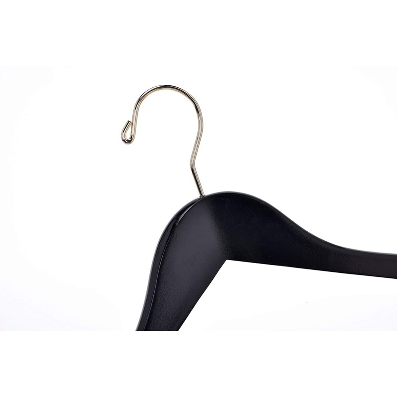 Quality Black Wooden Skirt Hangers with Clips, 20-Pack Smooth Solid
