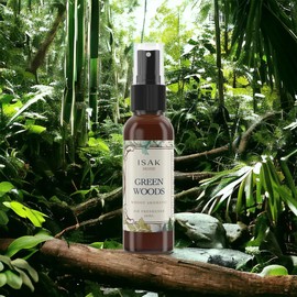 ISAK Green Woods Air Freshener Room Spray for Home Spray for Good Smell with Fresh Grass & Woody Cedarwood notes, Enhance Mood, Scented Air Freshener used on Curtains, Cushions, Fabric Wall - 50 ml