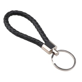 ZningEsxi 1 x braided leather key chain, weaving rope key ring, car, office, motorcycle, simple keychain, unisex pendant, black