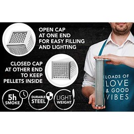 Carpathen Smoke Tube for Pellet Smoker - Cold Smoker Generator Tube for Gas Grill, Electric, Charcoal - Billows 5 Hours of Cold Smoke Ideal for Smoking Cheese, Fish, Pork, Beef, Nuts - Stainless Steel