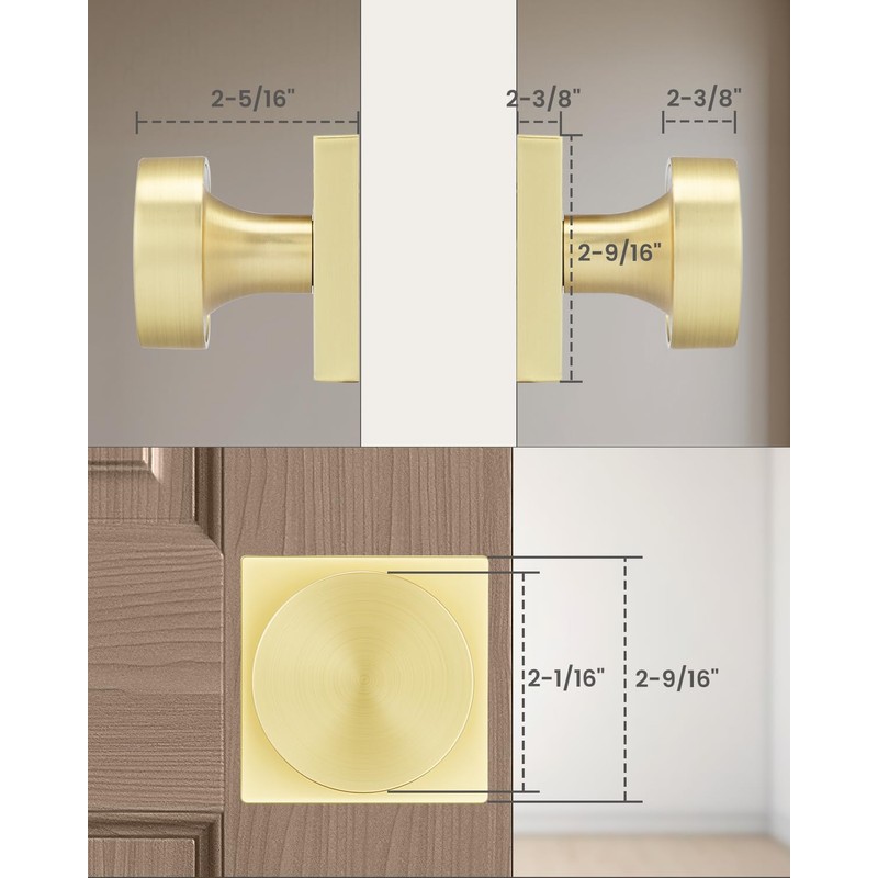 Goldenwarm Gold Dummy Door Knobs Interior, Brushed Gold Dummy Door