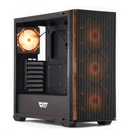 darkFlash DS900WS(2025) ATX PC Case, Genuine Walnut Wood, High Airflow, Pre-Install 4x120mm PWM ARGB Fans Computer Case, Mid-Tower Gaming PC Case, Type C Port, up to 360mm AIO(Black)