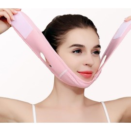 Snoring cessation with face mask sleep bandage, mouth opening breathing correction Chin Strap snoring cessation band (Pink, One Size)