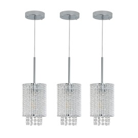 Chrome Spiral Stripes Modern Pendant Light Crystal Chandeliers Adjustable Pendant Light Fixture for Kitchen Island 3 PackShade  color: chrome, Design Style: Modern, Lamp Power(W): no bulbs, Number of Lights: 3