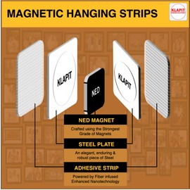 KLAPiT Magnetic Picture Hanging Strips with Nano Technology: Premium Alternative to Mounting Tapes & Double-Sided Tapes -Reusable, Heavy Duty, Drill-Free & Damage-Free Hanging (8 pc Pack)