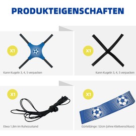 Fußball Kick Throw Trainer Trainingsgeräte - Einstellbare Tritttrainer für Fussball, Solo Trainingshilfe mit dehnbarem Band, Verstellbarer Elastische Gurte 6-18 Füße, Passend für Bälle Größen 3, 4, 5