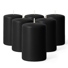 Biedermann & Sons 45-Hour Long Burning Unscented Pillar Candles, Black, 3 x 4 Inch - Set of 6